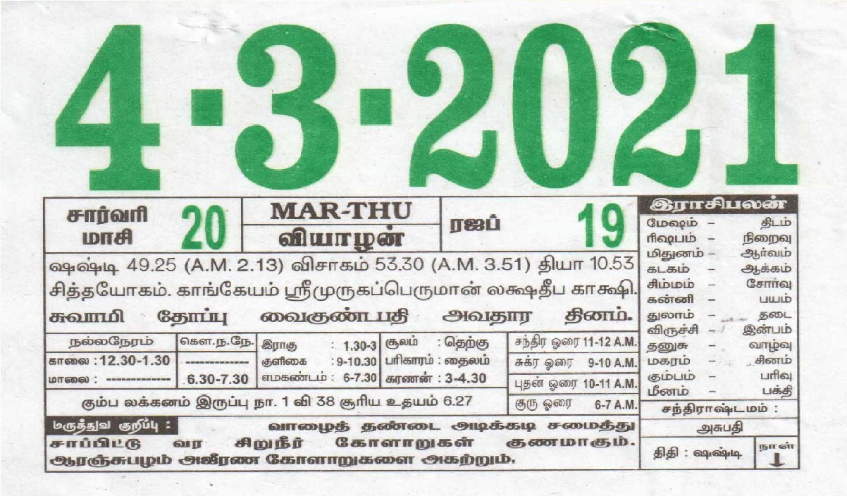 இன்றைய ராசி பலன் 04.03.2021 Today Rasi Palan 04032021 Today Tamil